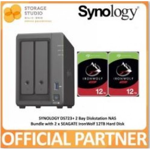 SYNOLOGY 2 Bay DiskStation DS723+ Bundle with 2 x 12TB SEAGATE IronWolf